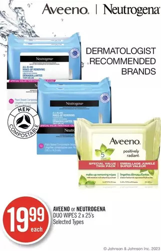 Shoppers Drug Mart Aveeno or neutrogena duo wipes offer