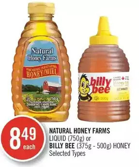 Shoppers Drug Mart Natural honey farms liquid or billy bee honey offer