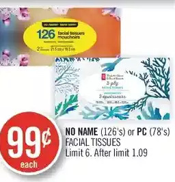 Shoppers Drug Mart No name or pc facial tissues offer