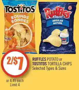 Shoppers Drug Mart Ruffles potato or tostitos tortilla chips offer