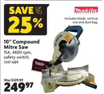 Home Hardware 10 compound mitre saw offer