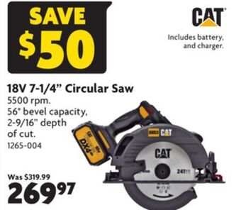 Home Hardware 18v 7-1/4 circular saw offer