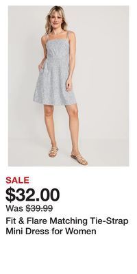 Old Navy Fit & flare matching tie-strap mini dress for women offer