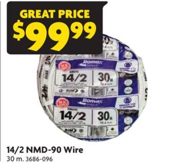 Home Hardware 14/2 nmd-90 wire offer