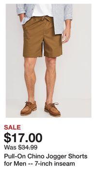 Old Navy Pull-on chino jogger shorts for men -- 7-inch inseam offer