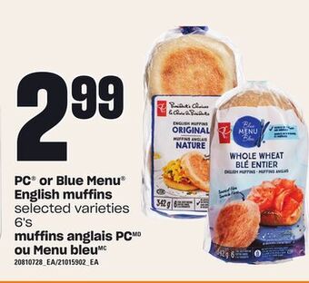 Independent City Market Pc® or blue menu® english muffins, 6's offer