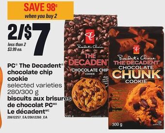 Independent City Market Pc® the decadent® chocolate chip cookie, 280/300 g offer