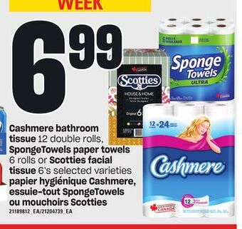 Independent City Market Cashmere bathroom tissue 12 double rolls,spongetowels paper towels 6 rolls or scotties facial tissue 6's offer