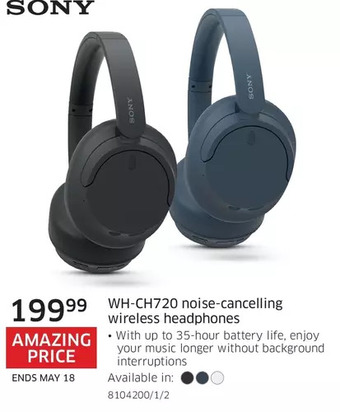 The Source Sony wh-ch720 noise-cancelling wireless headphones offer