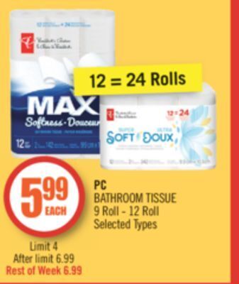 Shoppers Drug Mart Pc bathroom tissue offer