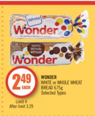 Shoppers Drug Mart Wonder white or whole wheat bread offer