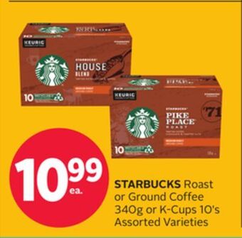 Rexall Starbucks roast or ground coffee 340g or k-cups 10' s offer