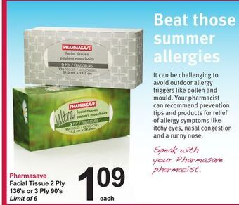 Pharmasave Pharmasave facial tissue 2 ply 136's or 3 ply 90's offer