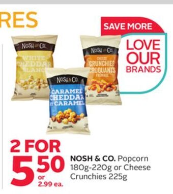 Rexall Nosh & co. popcorn 180g-220g or cheese crunchies 225g offer