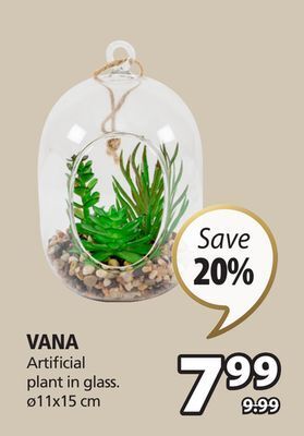 JYSK Vana artificial plant in glass offer