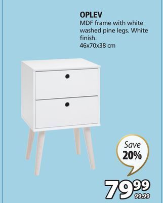 JYSK Oplev mdf frame with white washed pine legs offer