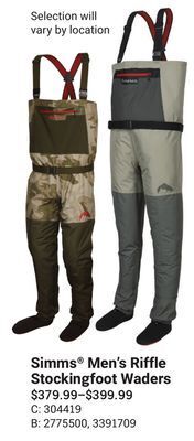 Bass Pro Simms® men's riffle stockingfoot waders offer