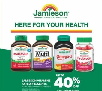 Real Canadian Superstore JAMIESON VITAMINS OR SUPPLEMENTS offer