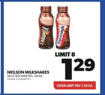 Real Canadian Superstore NEILSON MILKSHAKES SELECTED VARIETIES, 310ML offer