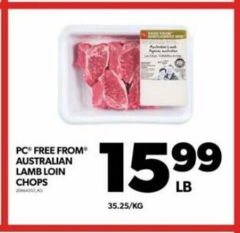 Real Canadian Superstore PC FREE FROM AUSTRALIAN LAMB LOIN CHOPS offer