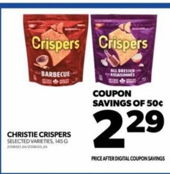 Real Canadian Superstore CHRISTIE CRISPERS SELECTED VARIETIES, 145 G offer