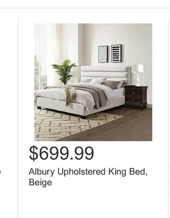 Costco Albury Upholstered King Bed, Beige offer