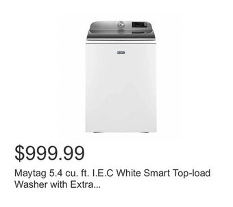 Costco Maytag 5.4 cu. ft. I.E.C White Smart Top-load Washer with Extra... offer
