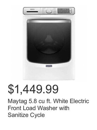 Costco Maytag 5.8 cu ft. White Electric Front Load Washer with Sanitize Cycle offer
