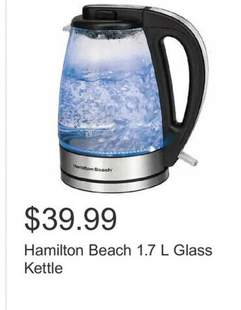 Costco Hamilton Beach 1.7 L Glass Kettle offer