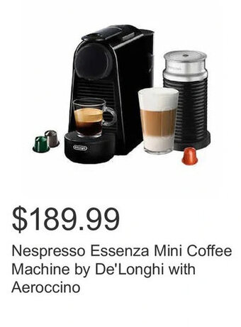 Costco Nespresso Essenza Mini Coffee Machine by De'Longhi with Aeroccino offer