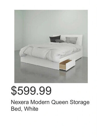 Costco Nexera Modern Queen Storage Bed, White offer