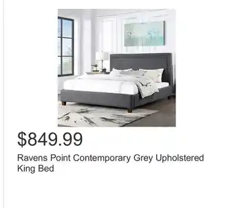 Costco Ravens Point Contemporary Grey Upholstered King Bed offer