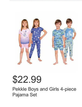 Costco Pekkle Boys and Girls 4-piece Pajama Set offer