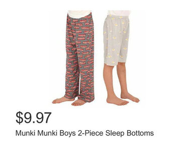 Costco Munki Munki Boys 2-Piece Sleep Bottoms offer