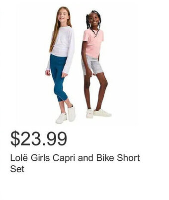Costco Lolë Girls Capri and Bike Short Set offer