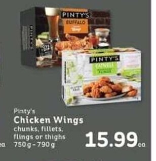 IGA Pinty's Chicken Wings chunks, fillets. offer