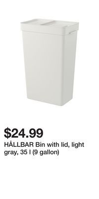 IKEA Hållbar bin with lid, light gray, 35 l (9 gallon) offer