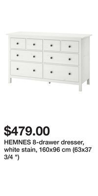 IKEA Hemnes 8-drawer dresser, white stain, 160x96 cm (63x37 3/4 ) offer
