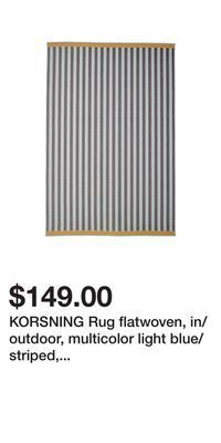 IKEA Korsning rug flatwoven, in/outdoor, multicolor light blue/striped, 200x300 cm (6 ' 7 x9 ' 10 ) offer