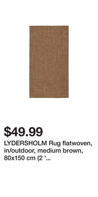 IKEA Lydersholm rug flatwoven, in/outdoor, medium brown, 80x150 cm (2 ' 7 x4 ' 11 ) offer