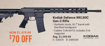 Bass Pro Kodiak defence wk180c gen-2 rifle offer