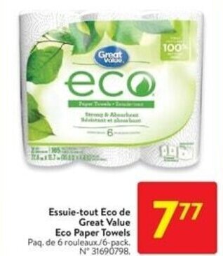 Walmart Great Value Eco Paper Towels offer