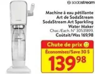 Walmart SodaStream Art Sparkling Water Maker Chac./Each. N° 30531899. Coûtait/Was 169,98 offer