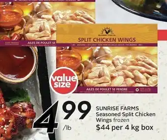 Sobeys SUNRISE FARMS Seasoned Split Chicken. Wings frozen offer