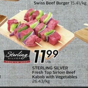 Sobeys STERLING SILVER Fresh Top Sirloin Beef Kabob with Vegetables. offer