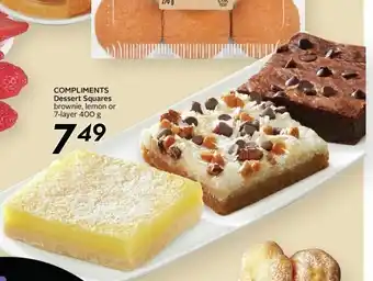 Sobeys COMPLIMENTS Dessert Squares brownie, lemon or 7-layer 400 g offer