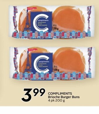 Sobeys COMPLIMENTS Brioche Burger Buns 4 pk 200 g offer