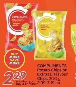 Sobeys COMPLIMENTS Potato Chips or Extraaa! Flavour Chips 200 g offer