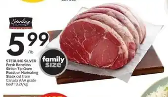 Sobeys STERLING SILVER Fresh Boneless Sirloin Tip Oven Roast or Marinating Steak offer