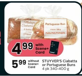 IGA STUYVER'S Ciabatta or Portuguese Buns 4 pk 340-400 g offer